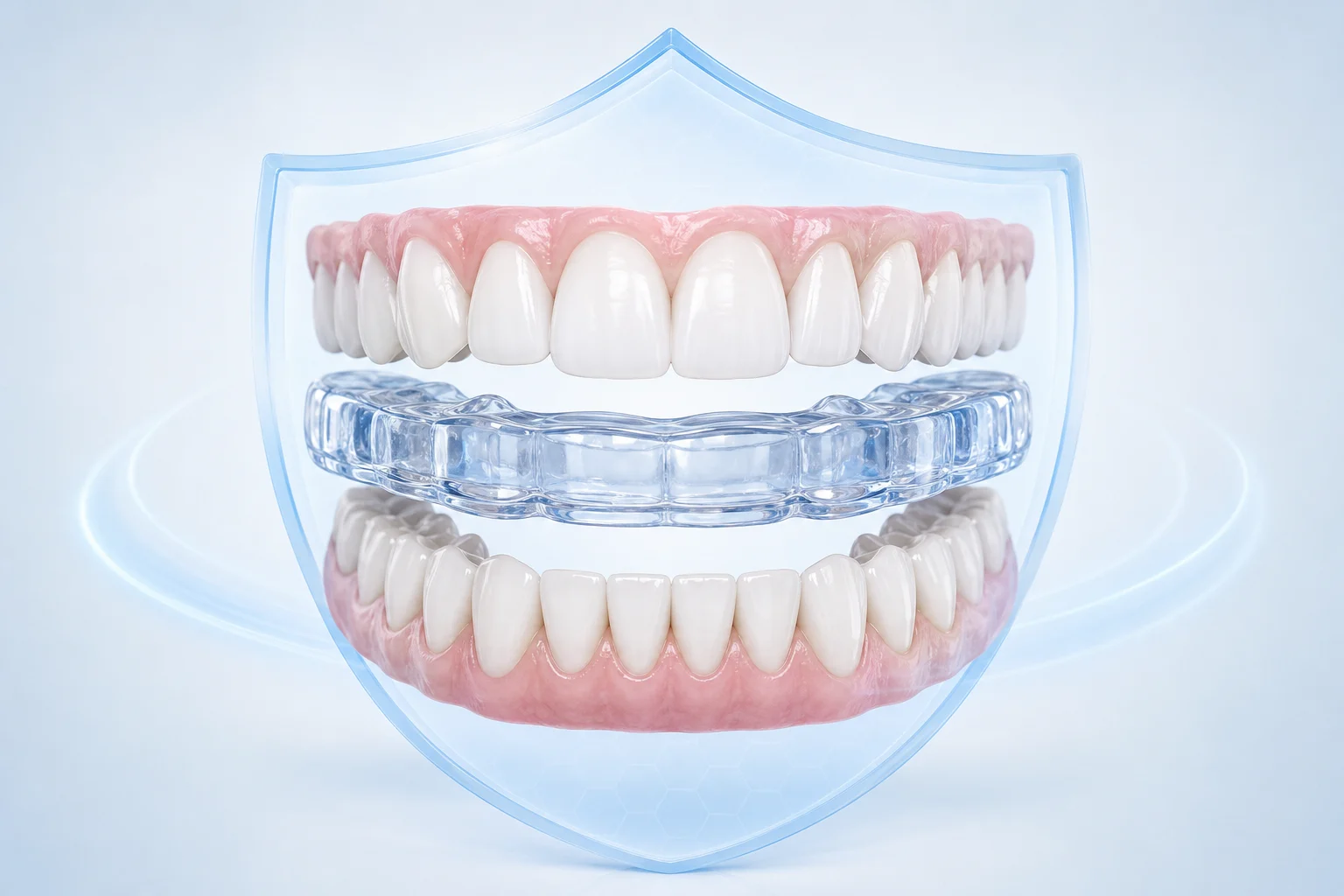 Hard night guard protecting teeth from grinding